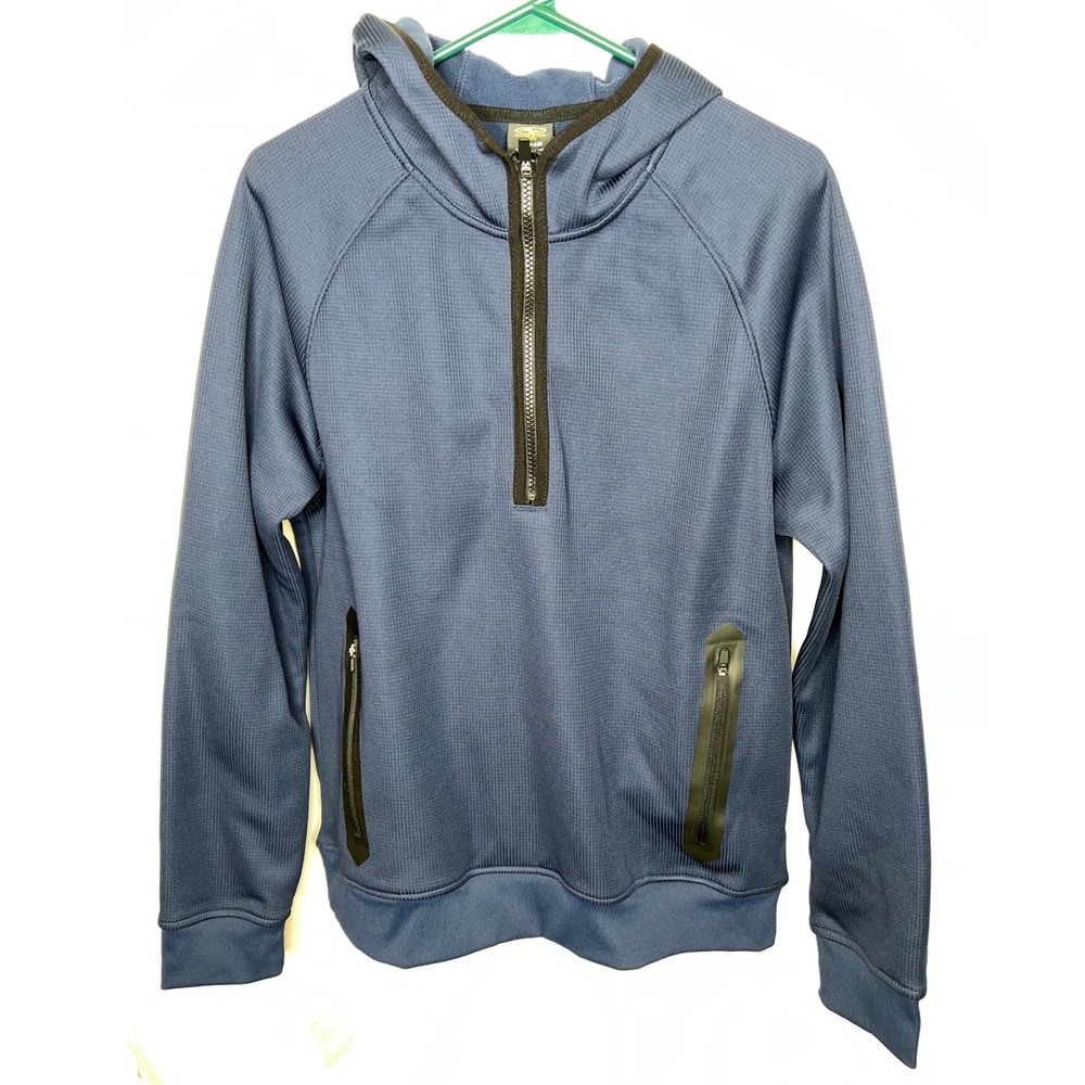 Athletic Works‎ Mens Navy Blue Quarter Zip Hoodie- Waffle Knit Activewear Medium